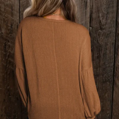 Madison Knit Jacquard Puffy Long Sleeve Top